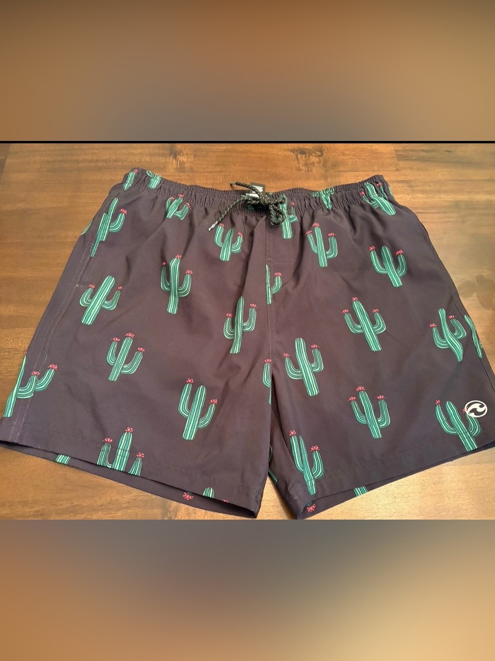 Men’s Lg Ocean Current El Paso men's volley swim shorts black green cactus print